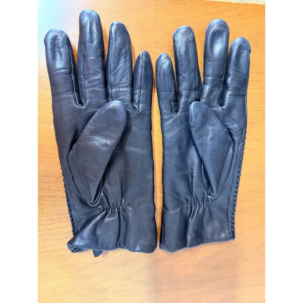 Unbranded Leather Gloves Women L‎ Black Thinsulate Thermal Insulated Whipstitch